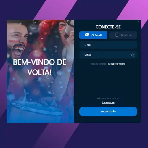 Escolha se deseja entrar por e-mail ou telefone