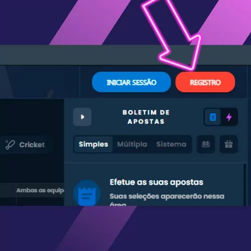 "Registro" no site da 4rabet